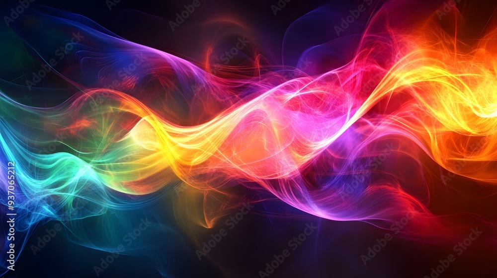 Obraz premium 26. Brightly colored light waves bending and intertwining in a clear space