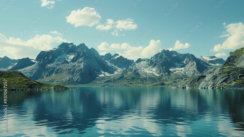 Mountain Range and Large Body of Water: A Stunning Natural Scene Mountain Range and Large Body of Water: A Stunning Natural Scene