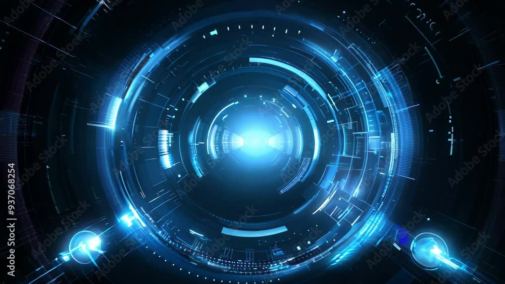 Futuristic abstract design with luminous blue circles, creating a sense of depth and technology in a digital environment. Futuristic abstract design with luminous blue circles, creating a sense of depth and technology in a digital environment.