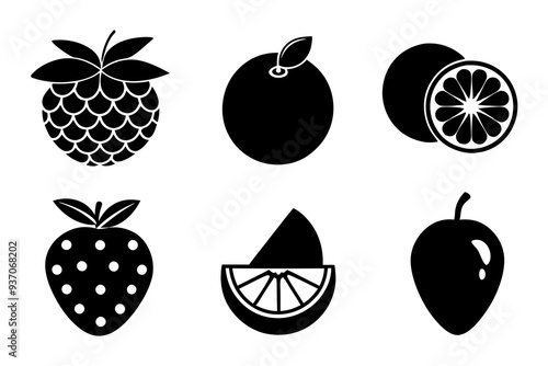 Wallpaper Mural Set of fruit icons silhouette vector illustration Torontodigital.ca