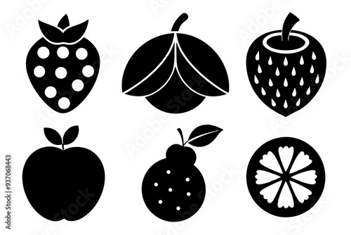 Wallpaper Mural Set of fruit icons silhouette vector illustration Torontodigital.ca