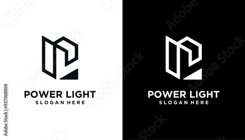 LP PL abstract monogram logo template vector