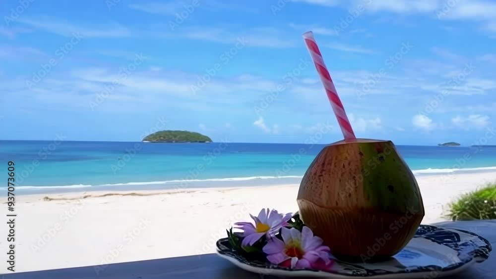 Sipping Fresh Coconut by the Beach: Enjoy the Tropical Delight Sipping Fresh Coconut by the Beach: Enjoy the Tropical Delight