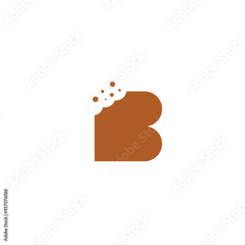 Logo letter B brownies , cake or chocolate with blank background