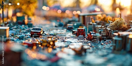 Wallpaper Mural A small town with a lot of cars and trucks Torontodigital.ca