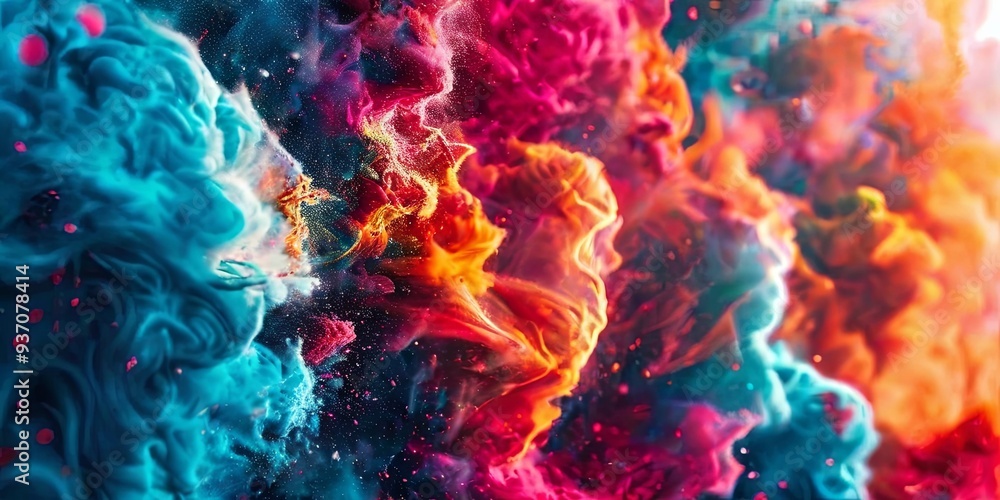 A colorful explosion of smoke and fire A colorful explosion of smoke and fire
