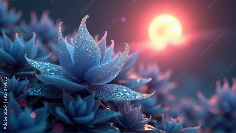 A stunning blue floral landscape illuminated by a glowing sunset, perfect for nature-themed designs, wellness branding, or tranquil backgrounds. A stunning blue floral landscape illuminated by a glowing sunset, perfect for nature-themed designs, wellness branding, or tranquil backgrounds.