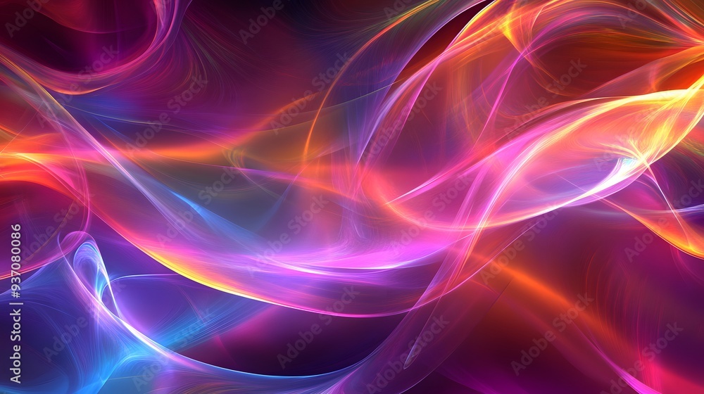 115. 3D vibrant ribbons of light flowing smoothly in a transparent space 115. 3D vibrant ribbons of light flowing smoothly in a transparent space