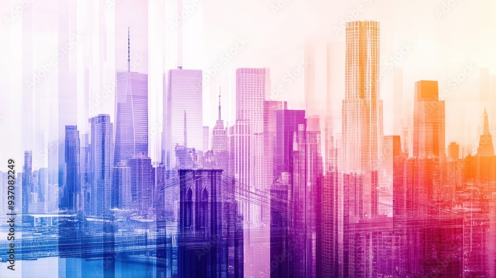 Cityscape with Rainbow Hues Cityscape with Rainbow Hues