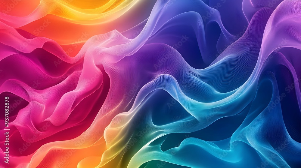 102. Dynamic wave patterns in bright colors creating a stunning, fluid visual effect 102. Dynamic wave patterns in bright colors creating a stunning, fluid visual effect