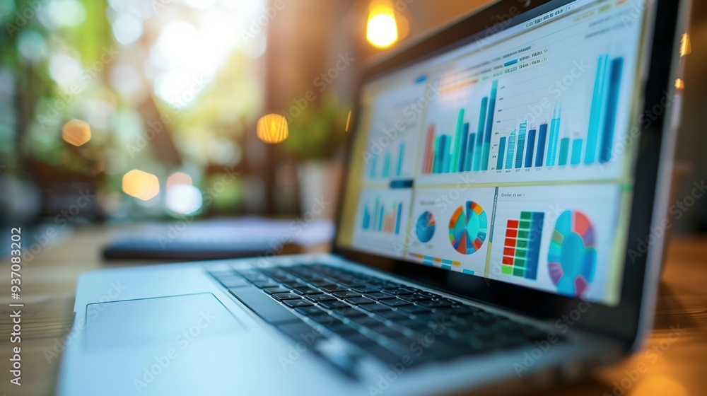 Close-Up of Laptop or Notebook Screen Displaying Website Traffic Metrics, Graphs, and Analytics for Online Blog Ranking Statistics Close-Up of Laptop or Notebook Screen Displaying Website Traffic Metrics, Graphs, and Analytics for Online Blog Ranking Statistics