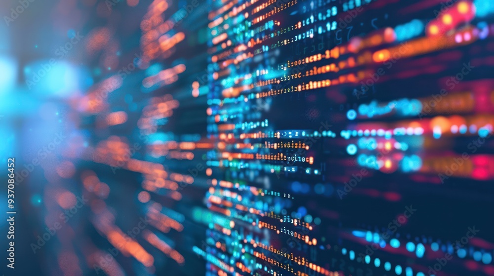 Blurry Abstract Computer Code with Neon Lights Blurry Abstract Computer Code with Neon Lights