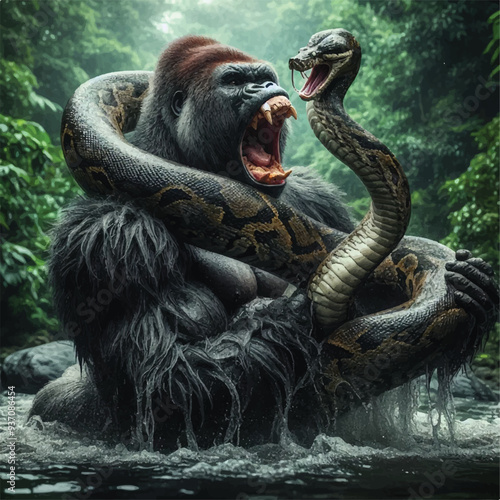 gorila vs snake