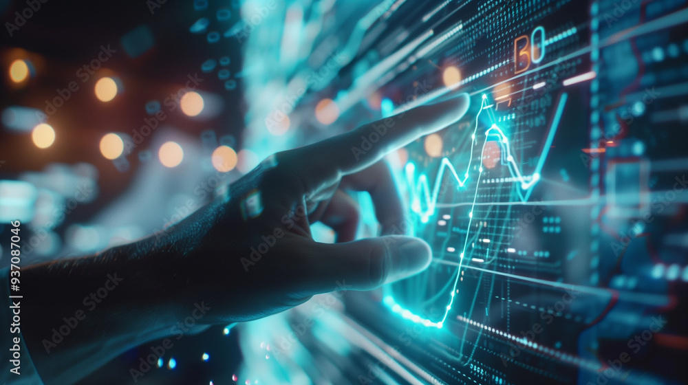 Hand Interacting with Holographic Financial Interface Hand Interacting with Holographic Financial Interface