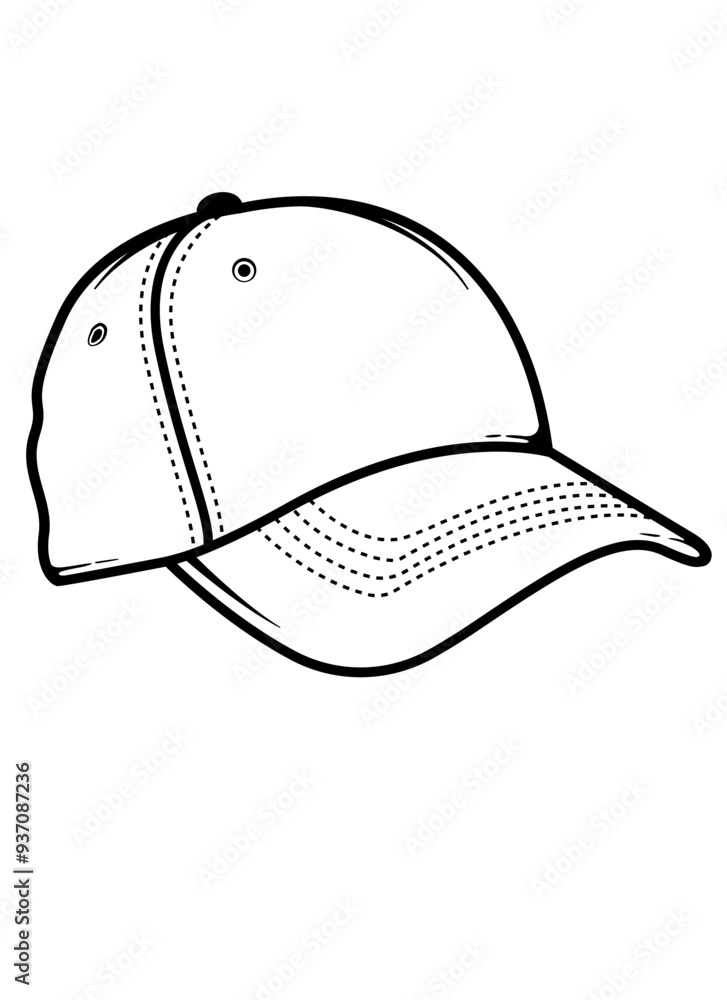 Fototapeta premium Cap | Dad Cap | Baseball Cap | Stitch Cap | Dad Hat | Head Protection | Clothing | Headwear | Original Illustration | Vector and Clipart | Cutfile and Stencil