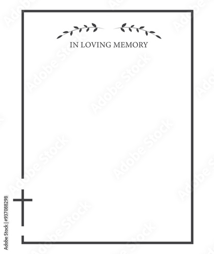 Funeral vector card. Empty card. Digital Funeral Announcement Invitation Template in vector Illustrator