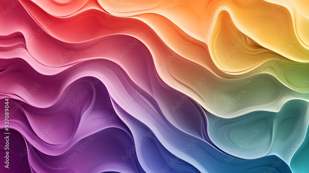 Obraz premium 4. Abstract 3D waves undulating in a gradient of rainbow colors
