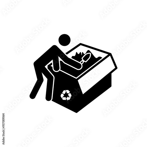 ISO prohibition safety signs_no digging through dumpster. symbol only