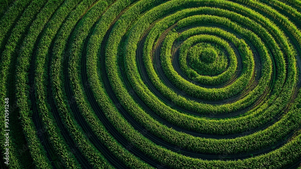 Aerial View of Circular Crop Field Pattern Aerial View of Circular Crop Field Pattern