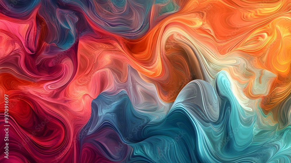 Obraz premium 9. Colorful, fluid wave patterns morphing and blending into each other