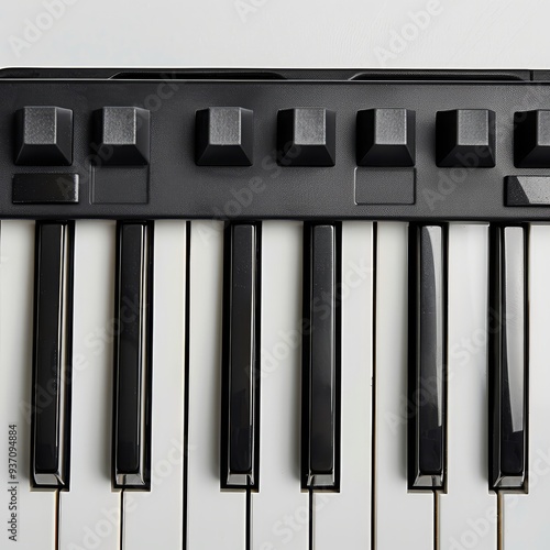 Electronic Synthesizer Piano Keyboard Isolated. photo