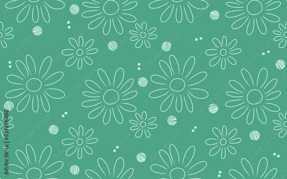 green background with daisies chamomile illustration. green background with daisies chamomile illustration.