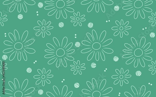 Wallpaper Mural green background with daisies chamomile illustration. Torontodigital.ca
