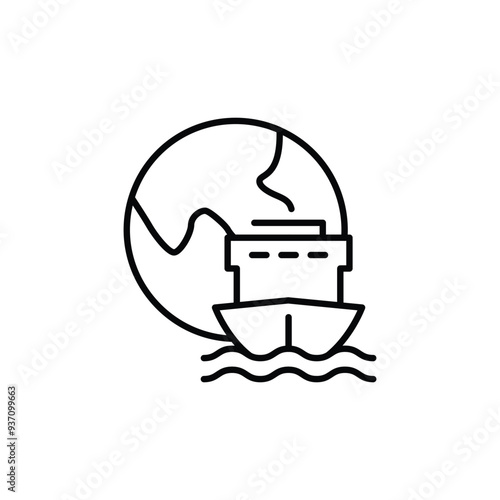 international shipping thin outline icon vector design good for web or mobile app