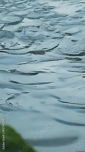 Peaceful Footage of Gentle Rain Falling on a River photo