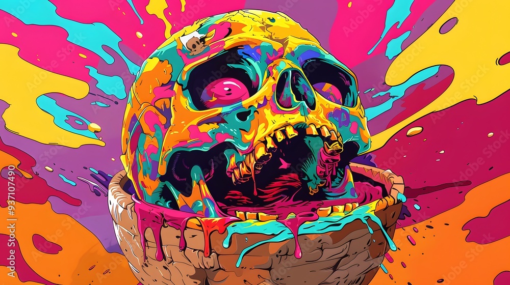 Colorful Skull In Abstract Background. Colorful Skull In Abstract Background.