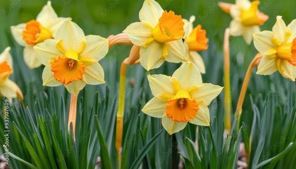 Blooming Joy A Field of Yellow and Orange Daffodils Blooming Joy A Field of Yellow and Orange Daffodils