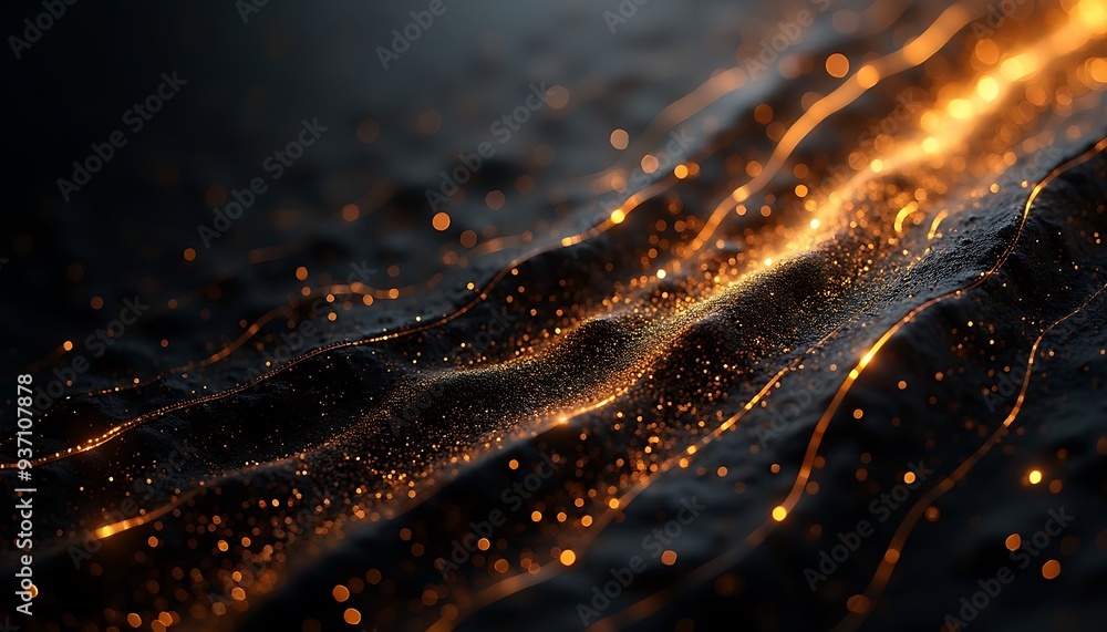 Abstract black and luxury gold lines background with light effect, copy space for text, shining and glitter Abstract black and luxury gold lines background with light effect, copy space for text, shining and glitter