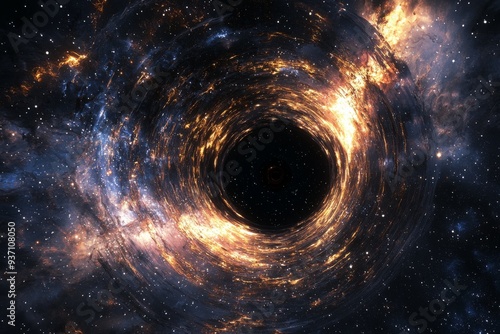 Black hole in space illustration created with Generative AI