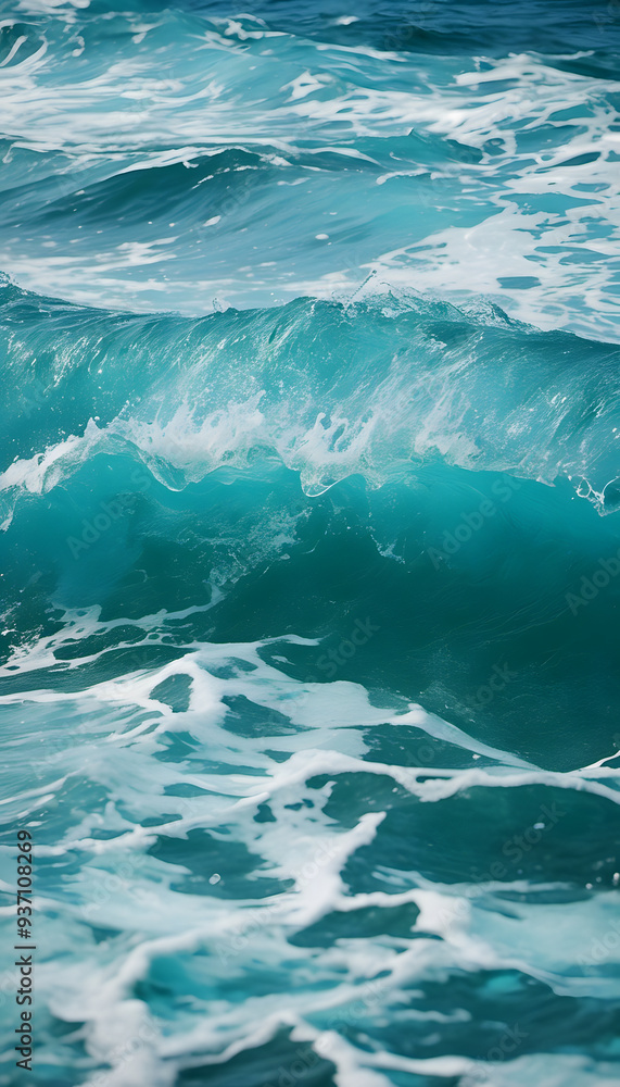 Aerial view of turquoise ocean waves crashing gently, creating white foam. The water is clear and vibrant, showcasing various shades of blue and green. Aerial view of turquoise ocean waves crashing gently, creating white foam. The water is clear and vibrant, showcasing various shades of blue and green.