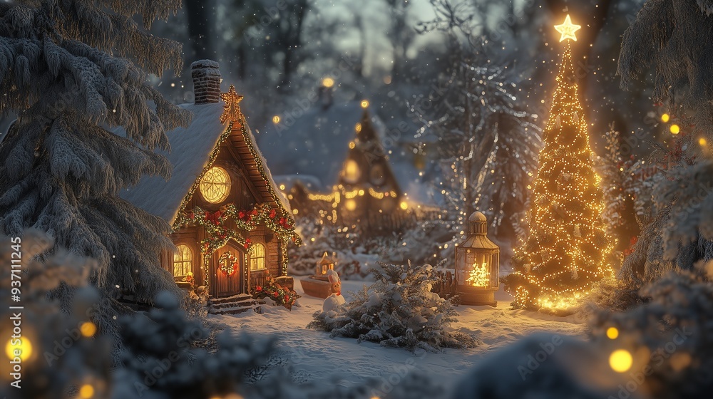 Fototapeta premium winter, christmas, magic, snow, new year