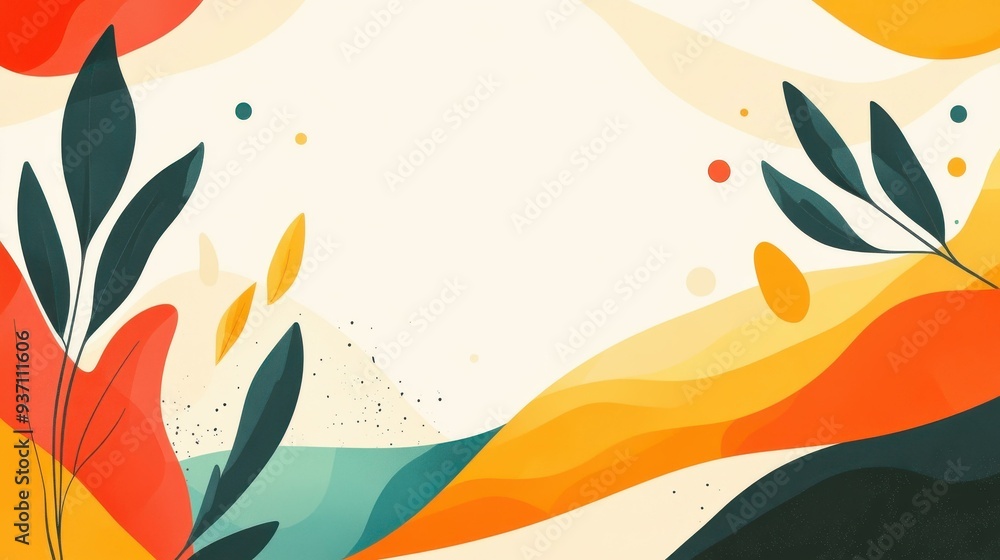 Naklejka premium A flat design showcasing fluid lines and textures, ideal for ecofriendly themes and natureinspired projects.