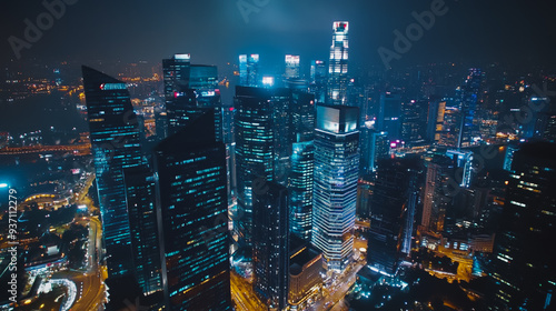 Wallpaper Mural Smart digital city with connection network reciprocity over the cityscape . Concept of future smart wireless digital city and social media networking systems that connects people within the city Torontodigital.ca