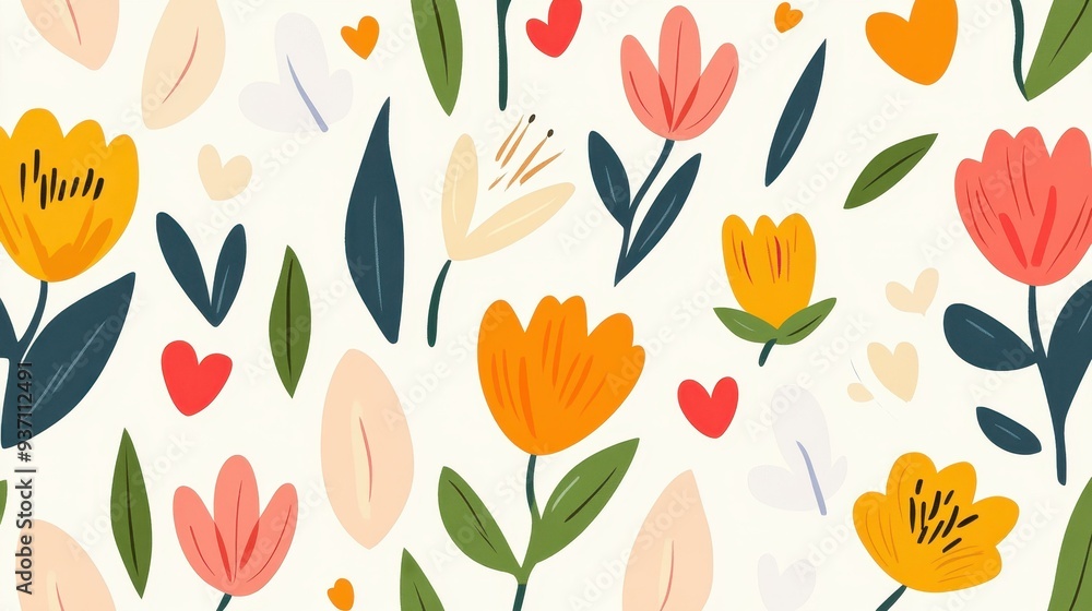 Obraz premium Brighten your home with this fresh Easter floral illustration, perfect for a festive vibe that welcomes spring cheer