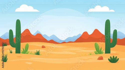 Create eyecatching desert illustrations with vibrant textures and playful designs for an engaging visual story. photo