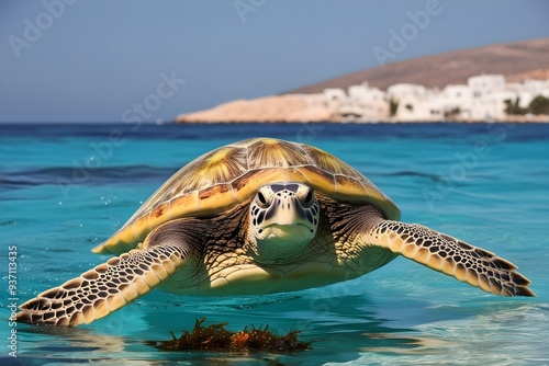 A majestic chelonia mydas a green sea turtle photo