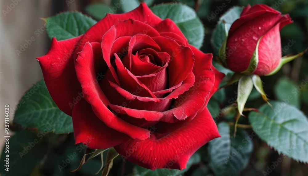  Blooming beauty  A single red rose in full bloom