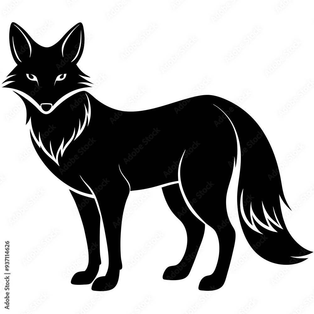 Obraz premium Fox silhouette Vector illustration on a white background