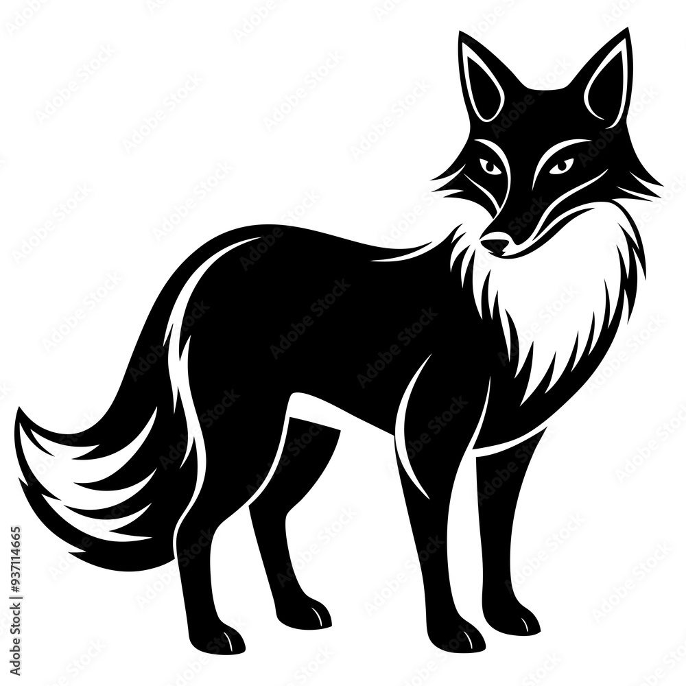 Fox silhouette Vector illustration on a white background Fox silhouette Vector illustration on a white background