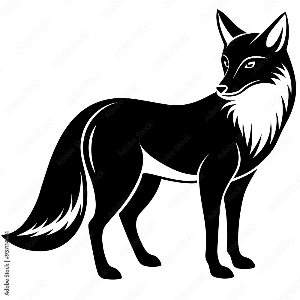 Obraz premium Fox silhouette Vector illustration on a white background