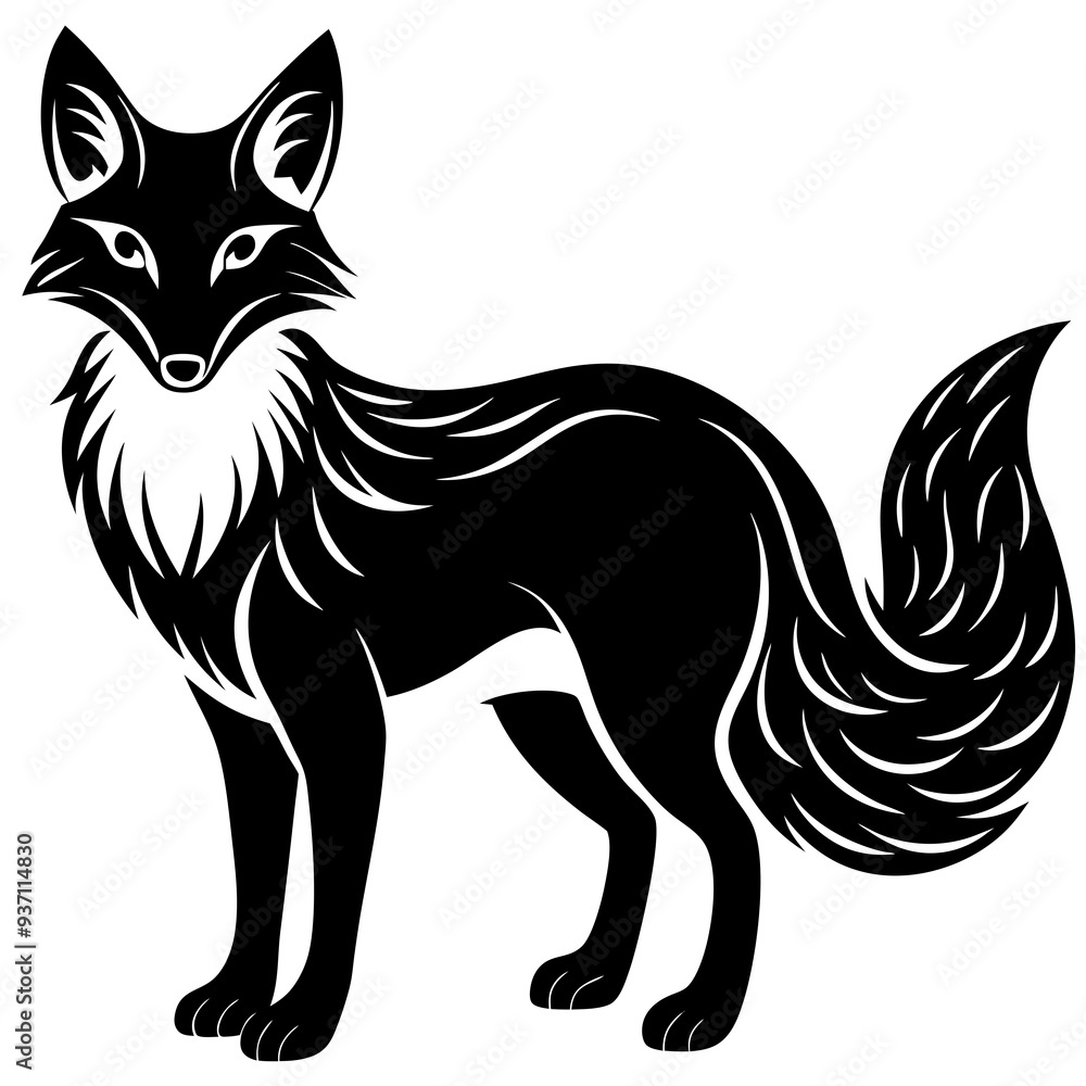 Obraz premium Fox silhouette Vector illustration on a white background