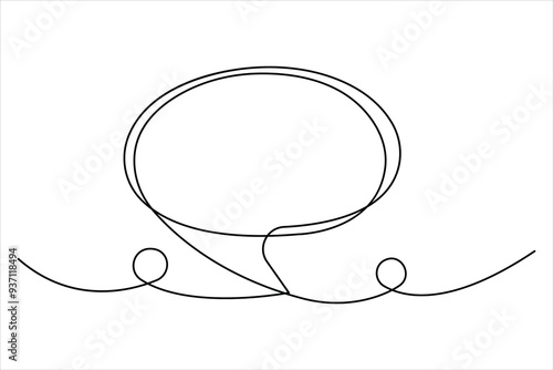 Continuous one single line drawing of speech bubble icon. Talk text box, feedback message box and comment vector
