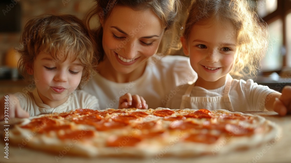 Family enjoying pizza together Family enjoying pizza together