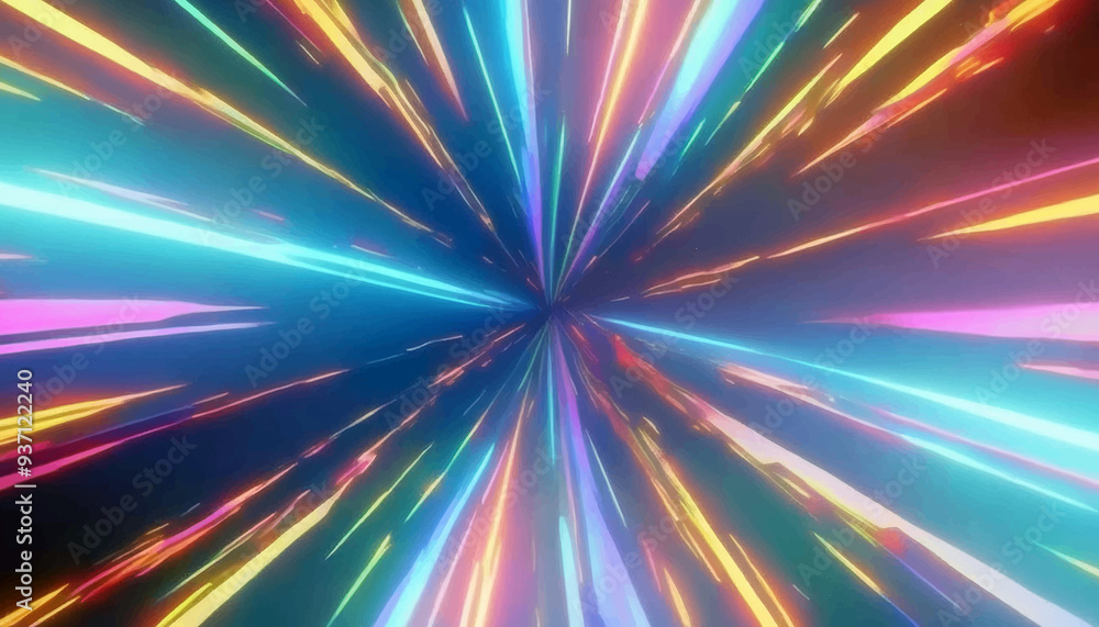 虹色の光の集中線