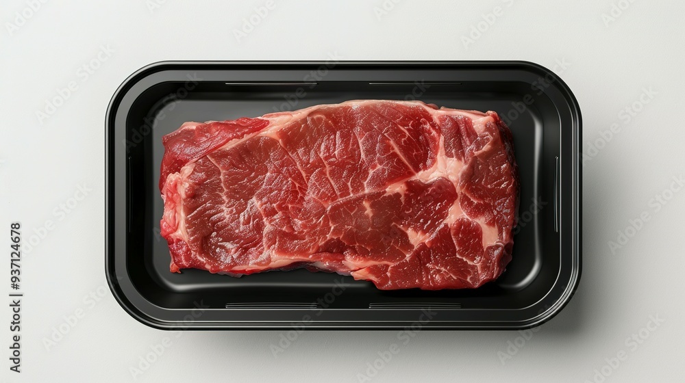 Mockup of a Blank Plastic Beef Tray Displaying a Black and White Label Mockup of a Blank Plastic Beef Tray Displaying a Black and White Label