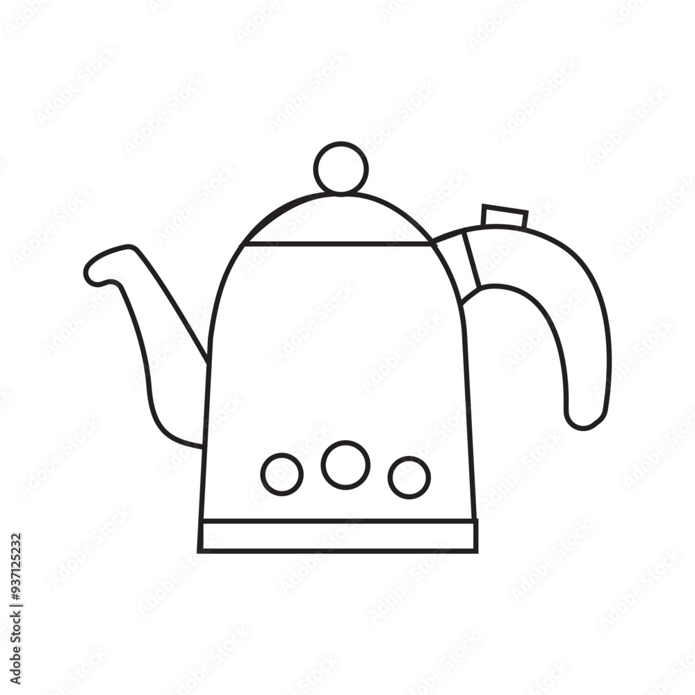 Obraz premium Minimalist line art kettle vector, ideal for kitchenware and appliance designs.